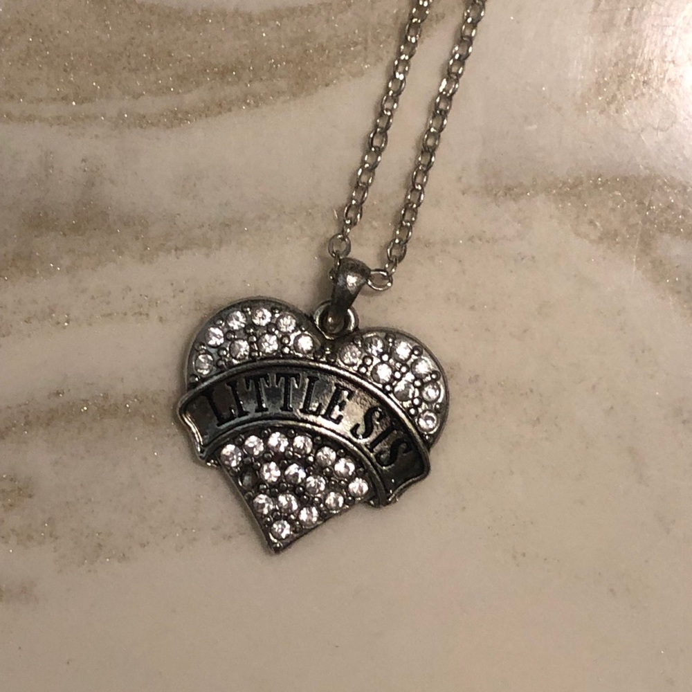Silver tone Little Sis necklace